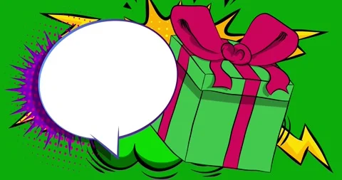 Comic Book gift box with speech bubble Stock Footage 294700114