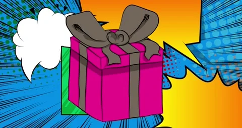 Comic Book Gift Box video Stock Footage 294462555