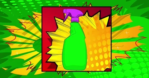 Comic Book Glass Cleaner Bottle video Stock Footage 265830552