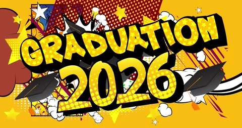 Comic book Graduation 2026 word animated Stock Footage 337146291