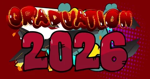 Comic book Graduation 2026 word video Stock Footage 337146295