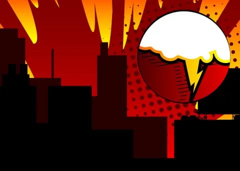 Comic book, Graphic novel Style Cartoon Night in the City with tall buildings Stock Illustration