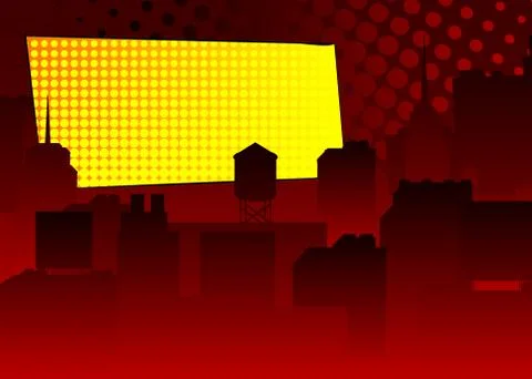 Comic book, Graphic novel Style Cartoon Night in the City with tall buildings Stock Illustration