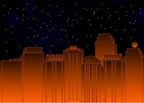 Comic book, Graphic novel Style Cartoon Night in the City with tall buildings 스톡 일러스트
