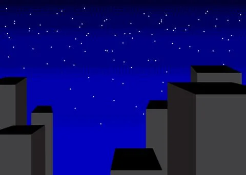 Comic book, Graphic novel Style Cartoon Night in the City with tall buildings Stock Illustration