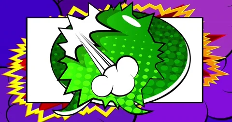 Comic Book Green, Purple Background Stock Footage 166254486
