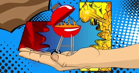 Comic Book Grill in hand animation Stock Footage 317591918