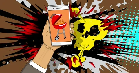Comic Book Grill in phone Stock Footage 325019986