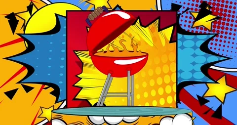 Comic Book Grill with podium animation Stock Footage 321380746