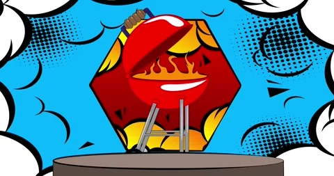 Comic Book Grill with podium Stock Footage 321380749