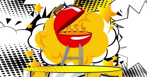 Comic Book Grill with podium video Stock Footage 321380744