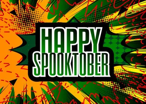Comic book Halloween holiday presentation template. Vector graphic for celebr 스톡 일러스트