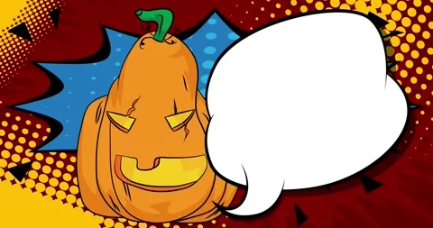 Comic Book Halloween Pumpkin with speech bubble animation Stock Footage 319052482