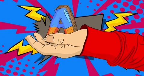 Comic Book hand holding letter A animation Stock Footage 281993924