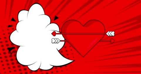 Comic book Heart and arrow with speech bubble Stock Footage 263047757