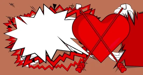 Comic book Heart and arrow with speech bubble video Stock Footage 263047829
