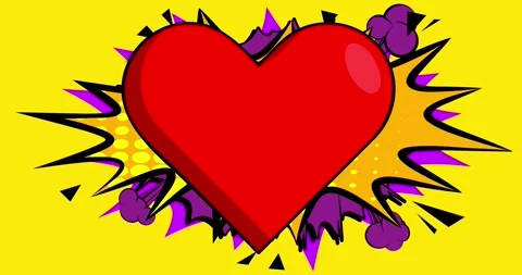 Comic Book heart animation Stock Footage 327690405