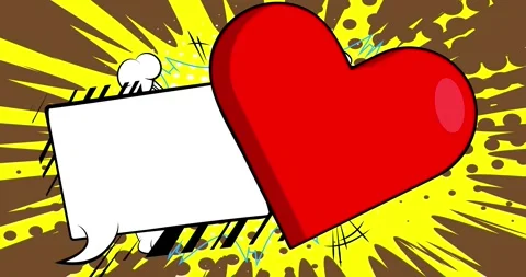 Comic Book Heart with speech bubble video Stock Footage 327248999