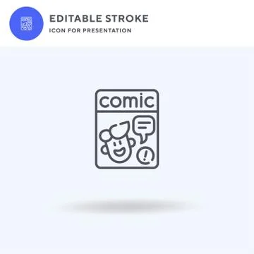 Comic Book icon vector, filled flat sign, solid pictogram isolated on white,  스톡 일러스트