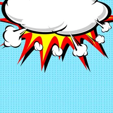 Comic book illustration with explosion on top. Stock Illustration