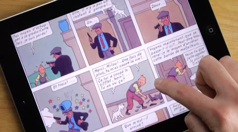 Comic Book On iPad Tablet Stock Footage 36579290
