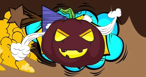 Comic Book Jack O' Lantern animation Vídeos de archivo 284190280