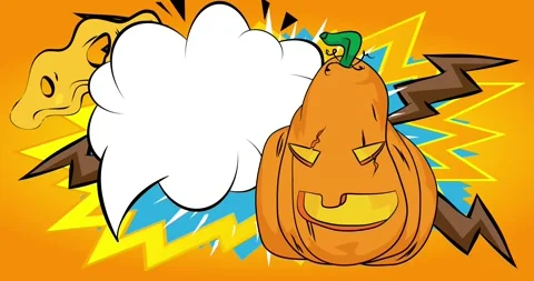Comic Book Jack O' Lantern with speech bubble video Vídeos de archivo 287797829