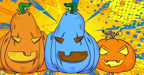 Comic Book Jack-O-Lantern, Halloween Pumpkin animation Stock Footage 318996943