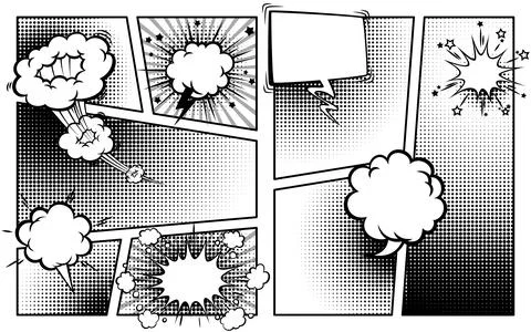 Comic book layout with burst effects 스톡 일러스트