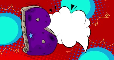 Comic Book letter B with speech bubble animation Stock Footage 282226481