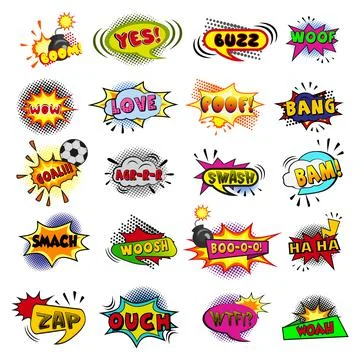 Comic book lettering collection on white background - Vector Illustrazione stock