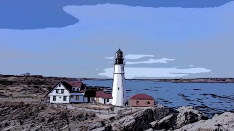Comic Book Lighthouse Version Stock Footage 247162803