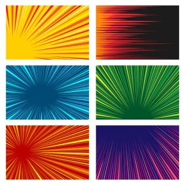 Comic Book Line Speed Motion Background Set Stock Illustration