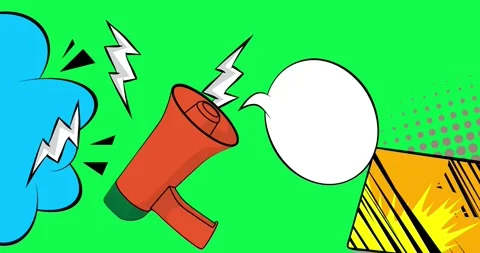 Comic Book Megaphone with speech bubble on green Stock Footage 340243016