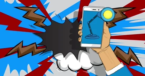Comic Book Office lamp in phone video Stock Footage 326708718