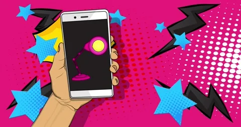 Comic Book Office lamp in phone Stock Footage 326708721