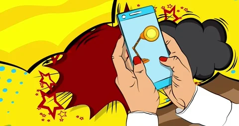 Comic Book Office lamp in phone animation Stock Footage 326708728