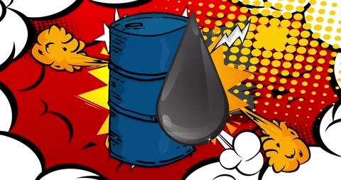 Comic Book Oil Barrel and Oil Drop animation Stock Footage 335499201
