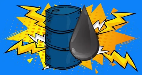 Comic Book Oil Barrel and Oil Drop video Stock Footage 335499204