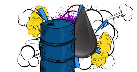 Comic Book Oil Barrel and Oil Drop Stock Footage 335499205