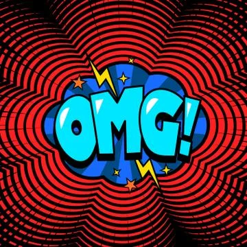 Comic book omg speech bubble background, halftone texture Illustrazione stock