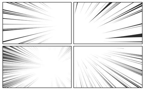 Comic book page background with different frames halftone radial stripes an.. Stock Illustration