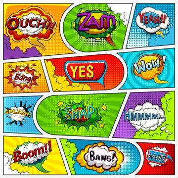 Comic book page background divided by lines Stock Illustration