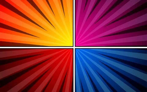 Comic book page background with radial, halftone and rays effects in pop ar.. Stock Illustration