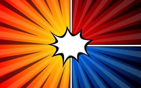 Comic book page background with radial, halftone and rays effects in pop ar.. Stock Illustration