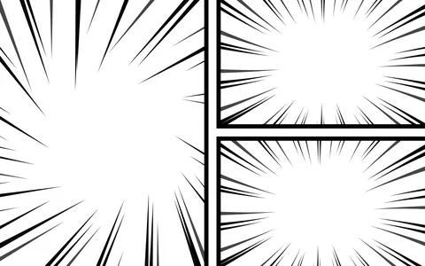 Comic book page background with radial effect. Black and white vector retro.. Illustrazione stock