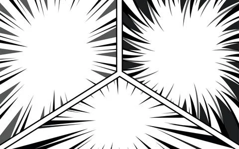 Comic book page background with radial effect. Black and white vector retro.. Illustrazione stock