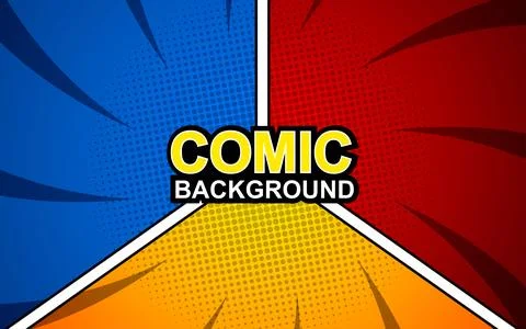 Comic book page background with radial effect, halftone, in pop art style. .. Stock Illustration