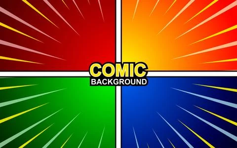 Comic book page background with radial effect, halftone, in pop art style. .. Stock Illustration