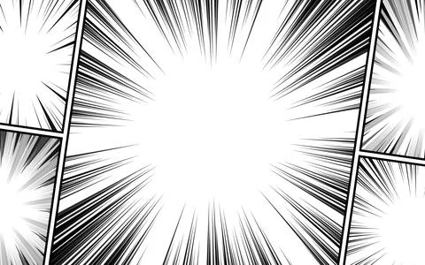 Comic book page background template. Radial rays background with halftone e.. Stock Illustration